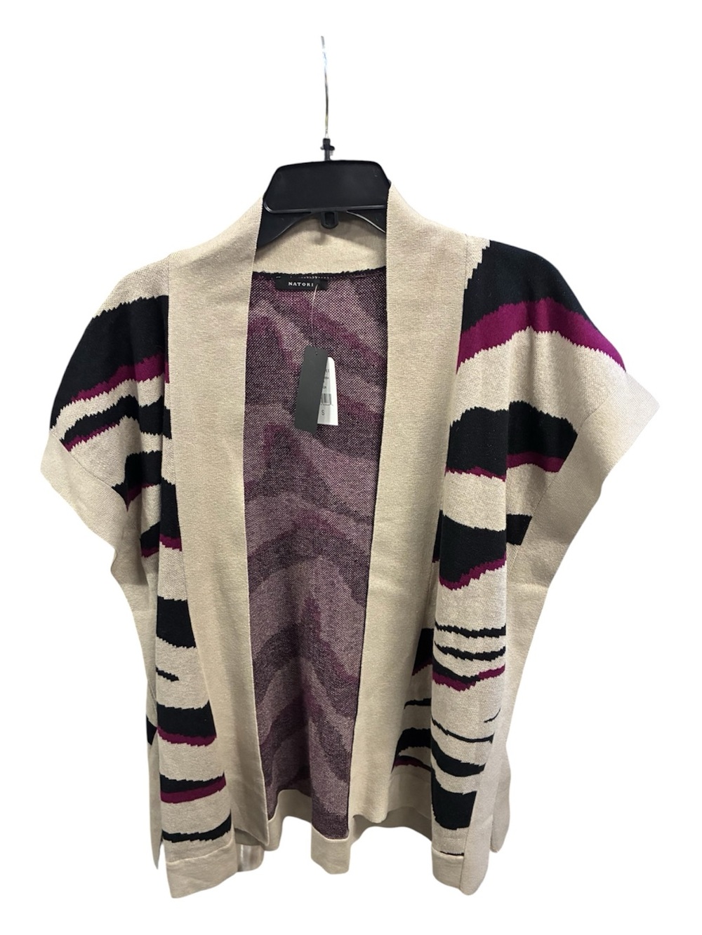 NWTs Natori Le Tigre Angkor Knit Poncho Sweater Open Cardigan Sz S